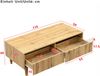 Moderner LED-Couchtisch, mit gewellter Schubladenplatte, gold-holzfarbene Beine, zwei Schubladen und farbwechselndem LED-Lichtstreifen, Holz/Metall/LED, Gold/Holz, Bild 5