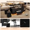 Merax Couchtisch 4-in-1 höhenverstellbarer Sofatisch mit LED, kaffeetisch mit 2 Schubladen, Hochglanztisch mit Sofa und 2 Hockern, Beistelltisch mit verstecktem Stauraum, Schwarz Bild 5