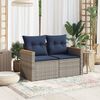 vidaXL Gartensofa mit Kissen 2-Sitzer Grau Poly Rattan 366159 Bild 3