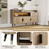 Sideboard, Holzwerkstoff mit LED-Regalbeleuchtung & Schublade, 160x35x82 cm, Natur Bild 5