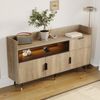 Sideboard, Holzwerkstoff mit LED-Regalbeleuchtung & Schublade, 160x35x82 cm, Natur Bild 3