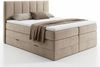 Boxspringbett Star XL mit 2 Bettkästen und Topper, mit Taschenfederkern- und Bonellfederkernmatratze, Doppelbett, Polsterbett aus Veloursstoff mit Stauraum (Beige (Paros 02), 160x200 cm) Bild 2