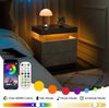 Nachttisch mit LED-Beleuchtung und 2 Schubladen in Grau, 50 x 53 x 36 cm – moderner Beistelltisch aus Holzwerkstoff Bild 4