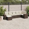 vidaXL 7-tlg. Garten-Sofagarnitur mit Kissen Braun Poly Rattan 3222882 Bild 1