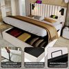 Polsterbett 140x200 cm mit Bettkasten, USB/Type-C und Leselicht, Baumwollstoff in Beige, ohne Matratze Bild 4