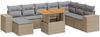 vidaXL 9-tlg. Garten-Sofagarnitur mit Kissen Beige Poly Rattan Akazie 3327412 Bild 2