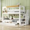 Etagenbett 90x200 cm mit Treppenschrank, Regalen und 2 Schubladen – Kinderbett aus Kiefer und MDF in Weiß/Natur Bild 4