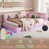 Merax Polsterbett, LED Einzelbett Daybett Tagesbett Samt 90x200cm mit USB-Anschluss Rosa Bild 2