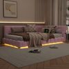 Merax Polsterbett, LED Einzelbett Daybett Tagesbett Samt 90x200cm mit USB-Anschluss Rosa Bild 5