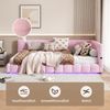 Merax Polsterbett, LED Einzelbett Daybett Tagesbett Samt 90x200cm mit USB-Anschluss Rosa Bild 3