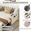 Schlafsofa Samt mit USB-Anschluss & Stauraum, ausziehbar 90x190/180x190 cm, Beige, ohne Matratze Bild 2