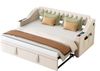 Schlafsofa Samt mit USB-Anschluss & Stauraum, ausziehbar 90x190/180x190 cm, Beige, ohne Matratze Bild 4