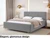 MEBLINI Polsterbett 200x200 mit Lattenrost mit Matratze – FABIO – Grau Samt – Doppelbett mit Bettkasten - Stauraumbett - Kopfteil Bett mit Stauraum Bild 3