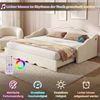 Merax Polsterbett, Einzelbett, 90x200 cm, Daybett, Tagesbett, Schlafsofa, ausziehbar auf 180 cm, mit LED und USB-Anschluss, Samt , Beige Bild 3