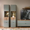 Stella Trading INA Vitrine in Schilfgrün, Artisan Eiche Optik FSC-Zertifiziert - Moderner Vitrinenschrank mit LED-Beleuchtung und viel Stauraum - 45 x 200 x 36 cm (B/H/T) Bild 2