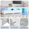 BlingBin TV-Schrank Lowboard mit LED-Beleuchtung, Fernsehschrank - 180 x 35 x 45 cm (1er Set, 1-St, Belastbarkeit: 30kg, Geeignet für Fernseher bis 75 Zoll) Fernsehtisch mit 3 Schubladen & Hochglanzfront für Wohnzimmer, Weiß Bild 4