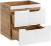 Waschtischunterschrank 141 cm mit 4 Auszügen LUTON-56 in Hochglanz weiß mit Wotan Eiche Nb, B/H/T ca. 141/61,5/46 cm Bild 2
