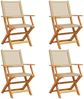 vidaXL Gartenstühle 4 Stk. Klappbar Beige Poly Rattan & Massivholz 3214562 Bild 2