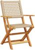 vidaXL Gartenstühle 4 Stk. Klappbar Beige Poly Rattan & Massivholz 3214562 Bild 3