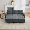 3-Sitzer Schlafsofa B 208 x T 146 x H 89,5 cm aus Stoff mit Stauraum und LED-Beleuchtung in Grau Bild 4