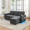 3-Sitzer Schlafsofa B 208 x T 146 x H 89,5 cm aus Stoff mit Stauraum und LED-Beleuchtung in Grau Bild 2