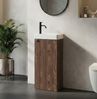 Badplaats Gäste-WC Waschtisch Set Orion 40 x 22 cm Walnuss Braun - Badmöbel Set mit Waschbecken und Stehende Unterschrank, mit Soft-Close Bild 2