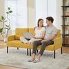 3-Sitzer Sofa B 171 x T 72 x H 80 cm aus Cord in Gelb mit Seitentasche Bild 2