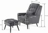 MCombo Ohrensessel mit Kissen und Hocker, Samt grau, 100 x 68 x 103 cm Bild 3