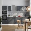 Küchenzeile R-Line Schwarz Beton/Weiß 300 cm ohne Arbeitsplatte Vicco Bild 4