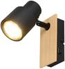 Wandstrahler PIERRE mit Schalter, Metall Schwarz & Holz, Breite 6cm Bild 2