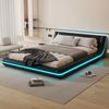 Ulife Polsterbett modern Design Doppelbett mit LED-Umgebungslicht Lattenrosten (1-tlg), Schwarz 140X200cm Bild 2