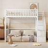 REDOM Kinderbett mit großem Kleiderschrank Regal und Tisch (Hochbett 90x200 cm mit sicherer Aufbewahrungstreppe, stabilem Kiefernholzrahmen für Kinder & Jugendliche – Platzsparend, mit unterem Stauraum für Spielecke & Lernbereich – Ideales Kinderzimmer... Bild 2