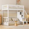 REDOM Kinderbett mit großem Kleiderschrank Regal und Tisch (Hochbett 90x200 cm mit sicherer Aufbewahrungstreppe, stabilem Kiefernholzrahmen für Kinder & Jugendliche – Platzsparend, mit unterem Stauraum für Spielecke & Lernbereich – Ideales Kinderzimmer... Bild 3