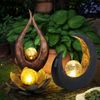 3x Gartenlampe, Lotusblüte, Skulptur, Glas klar, warmweiß Bild 2