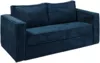 Vente-unique - LORETO Sofa SamtStoff Blau - B 223 cm95 cm x H 90 cm x L 195 cm Bild 3