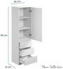 Home Collective Kleiderschrank Garderobenschrank Mehrzweckschrank Schrank, viel Stauraum & vielseitig (50x41x181 cm (BxTxH), Garderobe Schlafzimmer Büro Flur) Hochschrank mit 2 Einlegeböden und 3 Schubladen, weiß Bild 2