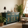 Vintage Sideboard Blau Orange Kommode chinesisch Kolonial-Stil Antik-Stil Schrank Lowboard asiatisch orientalisch Fernost shabby-chic Landhaus Bild 2