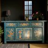 Vintage Sideboard Blau Orange Kommode chinesisch Kolonial-Stil Antik-Stil Schrank Lowboard asiatisch orientalisch Fernost shabby-chic Landhaus Bild 5