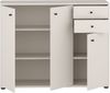 Forte TEMPRA 2 Kommode 100 110, Moderne Kommode 3-türig, 2 Schubladen, Schlafzimmer, Wohnzimmer, Büro, Holzwerkstoff, Kaschmir|Beige, 108,8 cm breit x 85,5 cm hoch x 34,8 cm tief Bild 3