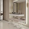 AX LIVING 1 Stk. Polster Hocker Pitinio 45 cm Beige weißes Gestell Bild 3