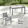 Gartenmöbelset, 7-teilig, Tisch in Holzoptik, 6 stapelbare Textilene-Stühle, 140 x 80 x 72 cm, Grau Bild 5