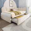 Ausziehbett 90×200/90×190 cm mit Gitterdesign und Rausfallschutz, Beige, ohne Matratze Bild 4