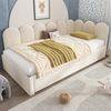 Ausziehbett 90×200/90×190 cm mit Gitterdesign und Rausfallschutz, Beige, ohne Matratze Bild 2