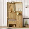 Merax Garderobenset, Kompaktgarderobe, Flurgarderobe mit Spiegel und Kissen, mit schwarzer Zierleiste und Schirmablage, Wohnwand, Regal, Flur- und Dielengarderobe, Schuhschrank Bild 3