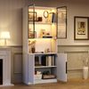 LED Vitrine 200 cm mit Glastüren, verstellbaren Böden & Aluminiumrahmen, großer Stauraum, moderner Hochschrank Wohnzimmer Bild 3