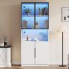 LED Vitrine 200 cm mit Glastüren, verstellbaren Böden & Aluminiumrahmen, großer Stauraum, moderner Hochschrank Wohnzimmer Bild 5