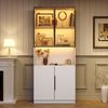 LED Vitrine 200 cm mit Glastüren, verstellbaren Böden & Aluminiumrahmen, großer Stauraum, moderner Hochschrank Wohnzimmer Bild 2