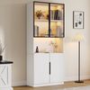LED Vitrine 200 cm mit Glastüren, verstellbaren Böden & Aluminiumrahmen, großer Stauraum, moderner Hochschrank Wohnzimmer Bild 4