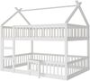Kinder-Etagenbett 140*200, Kinder-Familienbett, Etagenbett mit Treppe, Loft Design, Massivholz-Etagenbett-Rahmen, Weiß Bild 3