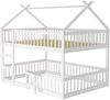 Kinder-Etagenbett 140*200, Kinder-Familienbett, Etagenbett mit Treppe, Loft Design, Massivholz-Etagenbett-Rahmen, Weiß Bild 5